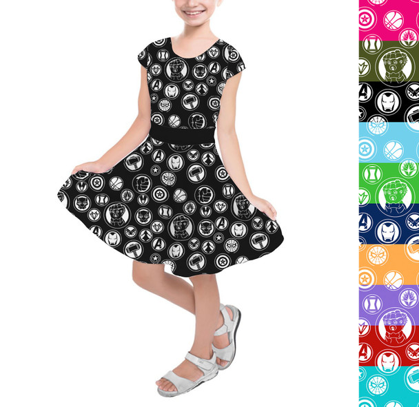 Girls Short Sleeve Skater Dress - Infinity War Superhero Inspired