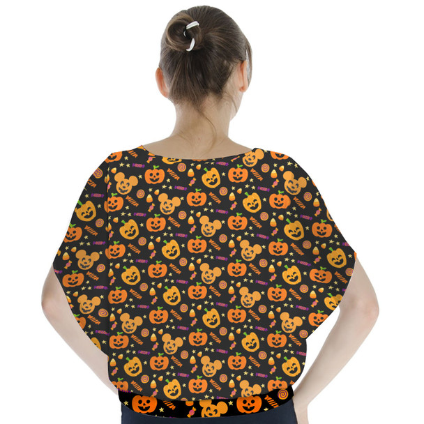 Batwing Chiffon Top - Halloween Mickey Pumpkins