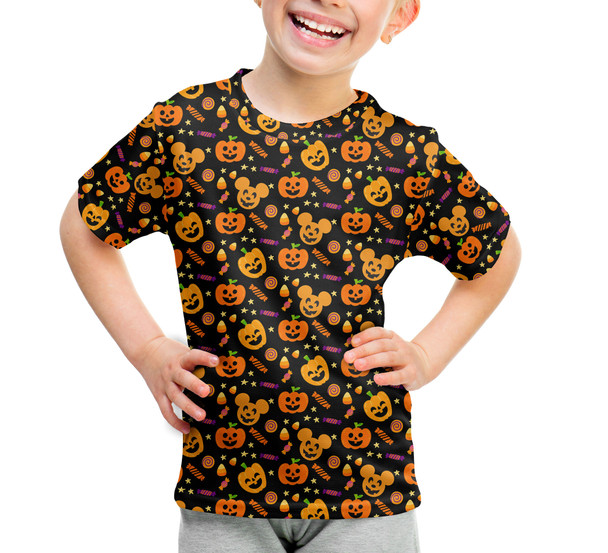 Youth Cotton Blend T-Shirt - Halloween Mickey Pumpkins
