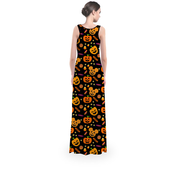 Flared Maxi Dress - Halloween Mickey Pumpkins