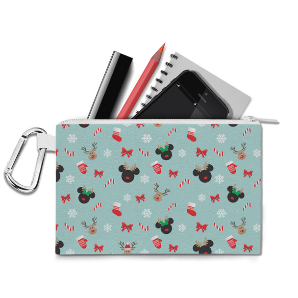 Canvas Zip Pouch - Christmas Mickey & Minnie Reindeers