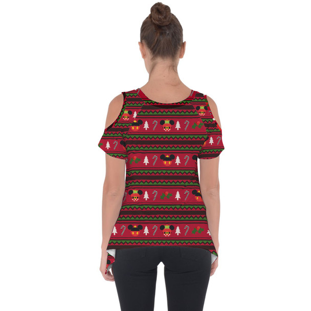 Cold Shoulder Tunic Top - Christmas Mickey & Minnie Sweater Pattern