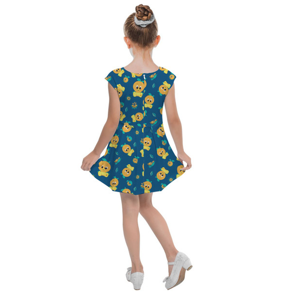 Girls Cap Sleeve Pleated Dress - Orange Bird Disney Parks Inspired