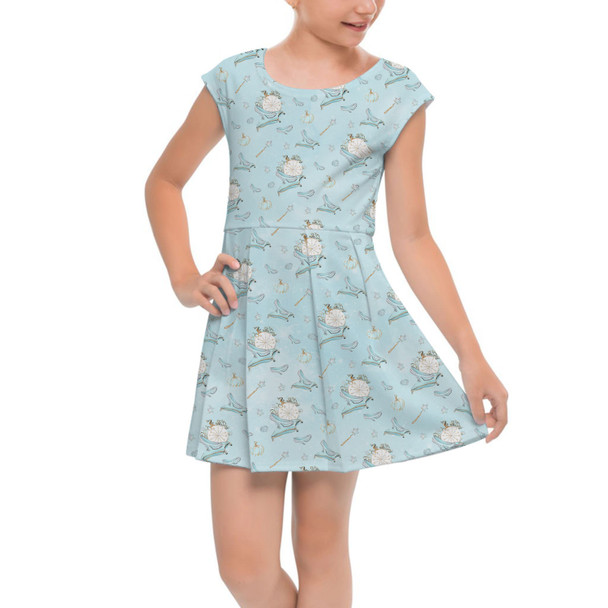 Girls Cap Sleeve Pleated Dress - Glass Slipper Cinderella Inspired