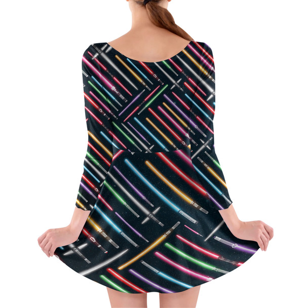 Longsleeve Skater Dress - Lightsabers Star Wars Inspired