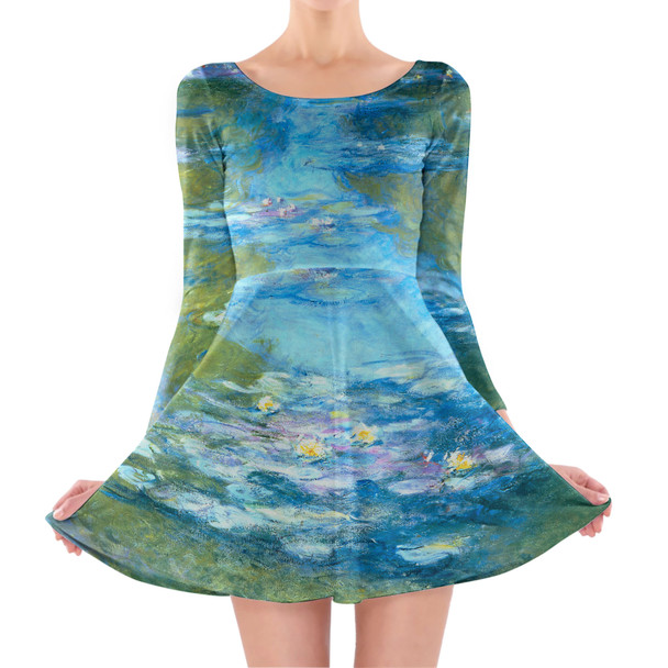 Longsleeve Skater Dress - Monet Water Lillies