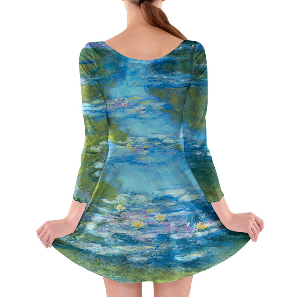 Longsleeve Skater Dress - Monet Water Lillies