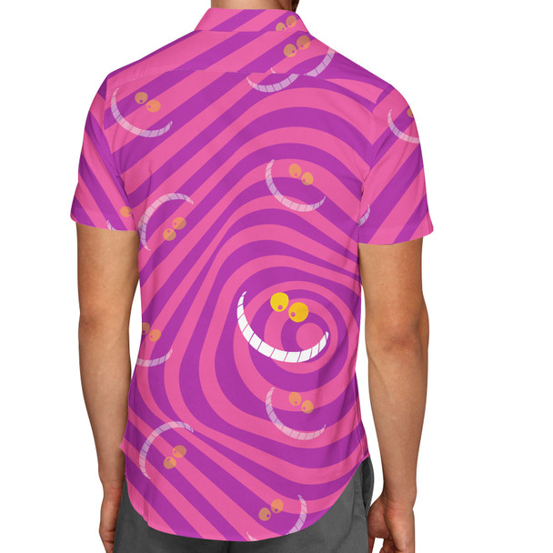 Men's Button Down Short Sleeve Shirt - Cheshire Cat