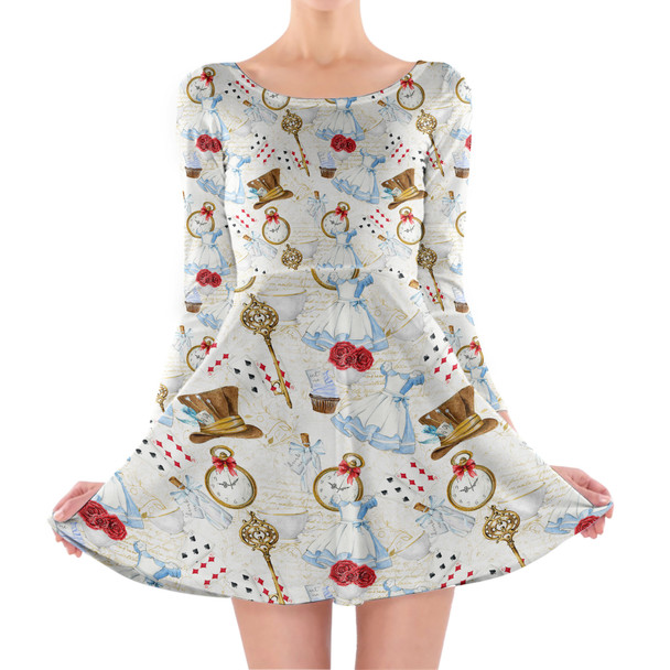 Longsleeve Skater Dress - Wonderland Icons