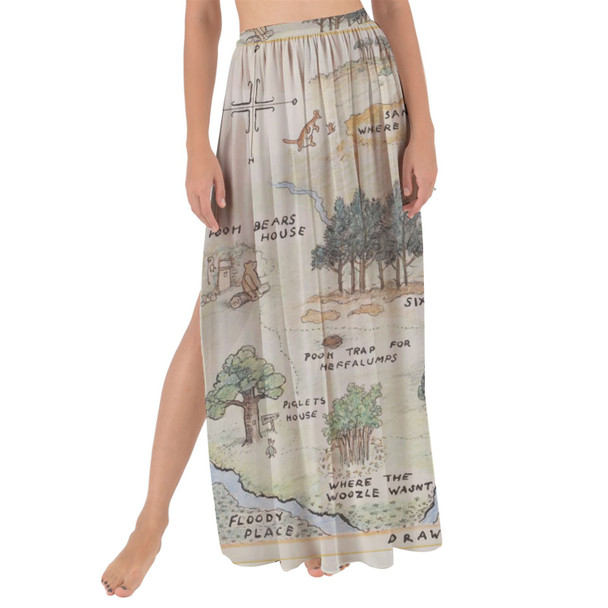 Maxi Sarong Skirt - Hundred Acre Wood Map Winnie The Pooh Inspired