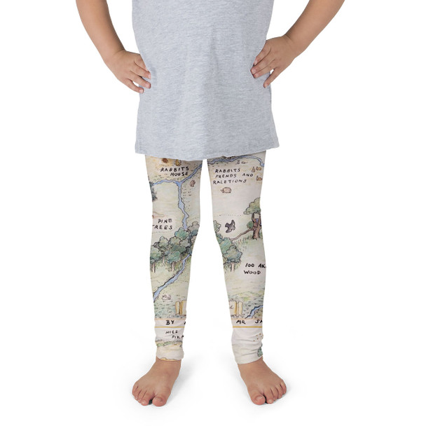 Girls' Leggings - Hundred Acre Wood Map Winnie The Pooh Inspired