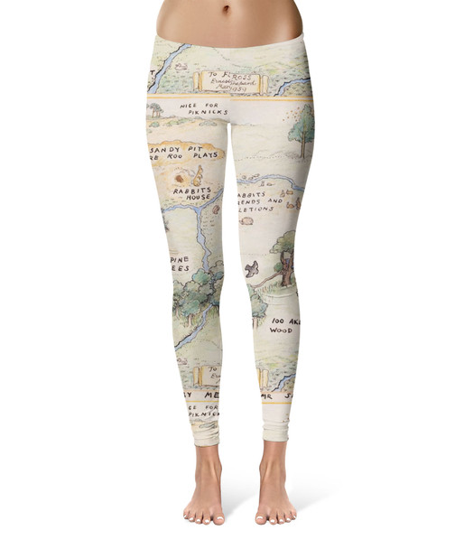 Sport Leggings - Hundred Acre Wood Map Winnie The Pooh Inspired