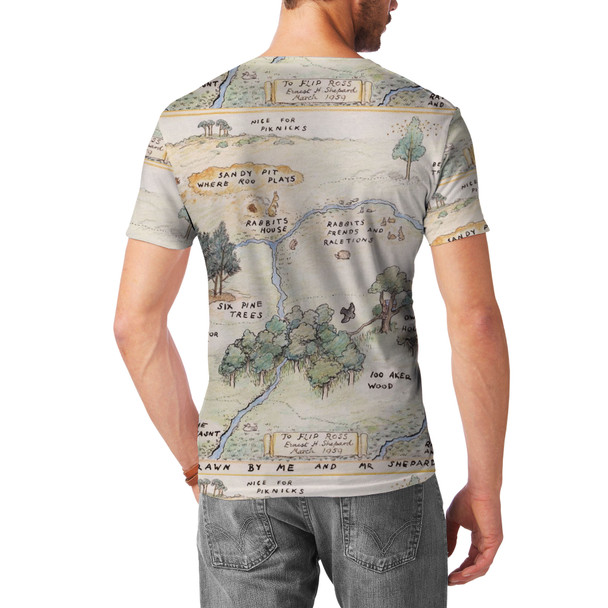 Men's Cotton Blend T-Shirt - Hundred Acre Wood Map Winnie The Pooh Inspired
