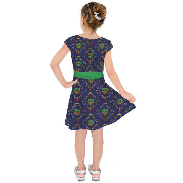 Girls Short Sleeve Skater Dress - Poison Apple Evil Queen Villains Inspired