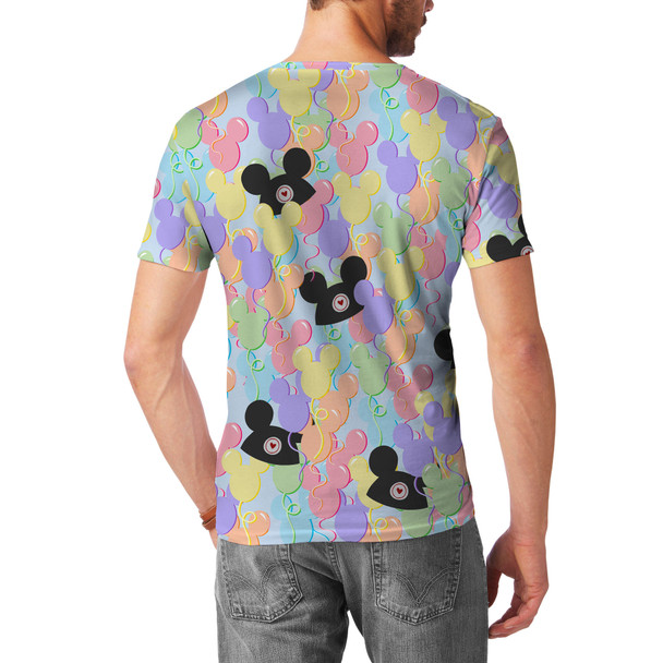 Men's Cotton Blend T-Shirt - Pastel Mickey Ears Balloons Disney Inspired
