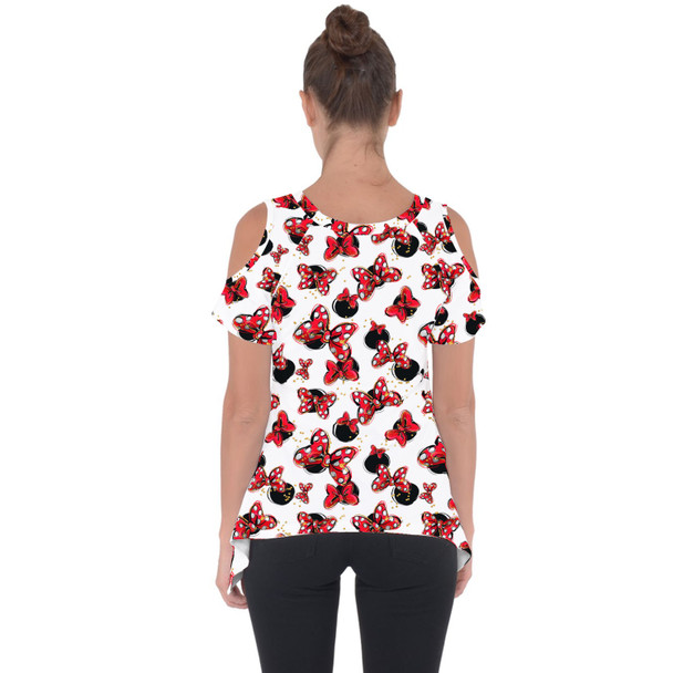Cold Shoulder Tunic Top - Minnie Bows and Mouse Ears