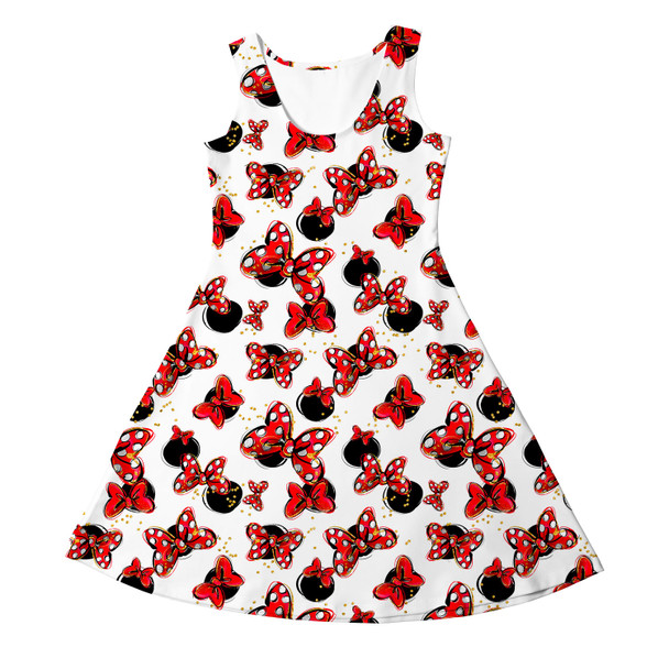 Girls Sleeveless Dress - Minnie Bows and Mouse Ears