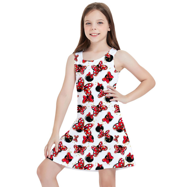 Girls Sleeveless Dress - Minnie Bows and Mouse Ears