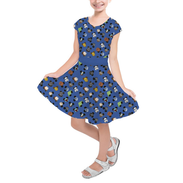 Girls Short Sleeve Skater Dress - Star Wars Mouse Ears