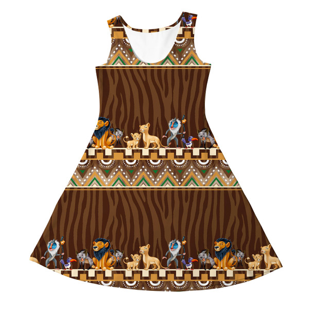 Girls Sleeveless Dress - Tribal Stripes Lion King Inspired