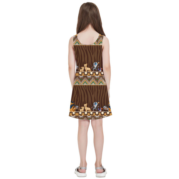 Girls Sleeveless Dress - Tribal Stripes Lion King Inspired