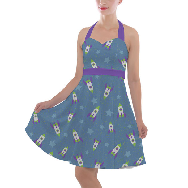 Halter Vintage Style Dress - Buzz Lightyear Space Ships