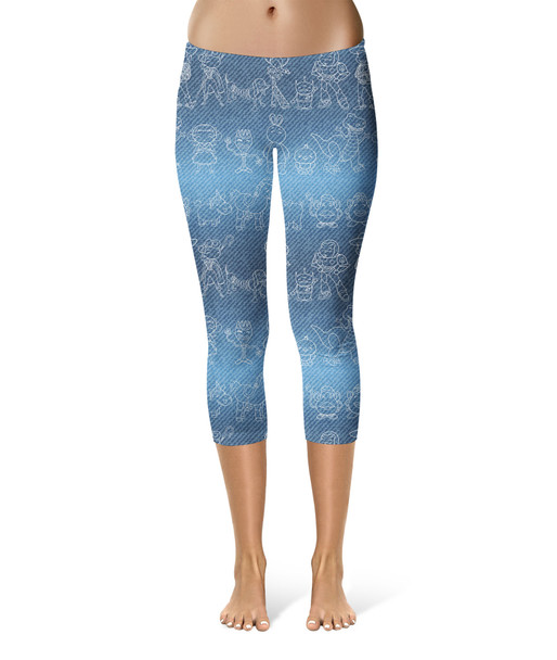 Sport Capri Leggings - Toy Story Line Drawings