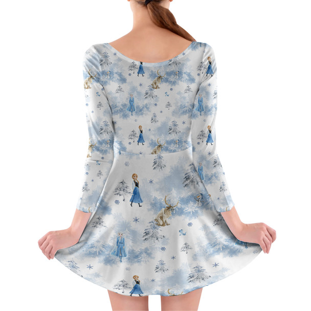 Longsleeve Skater Dress - Winter Landscape Frozen Inspired