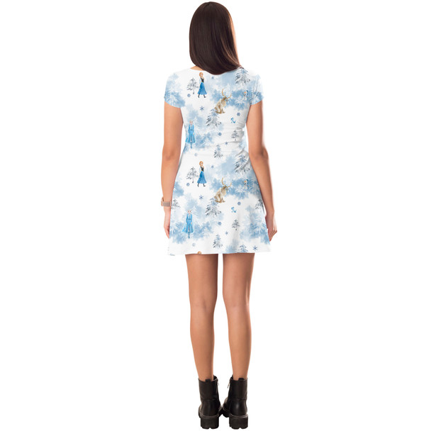 Short Sleeve Dress - Winter Landscape Frozen Inspired