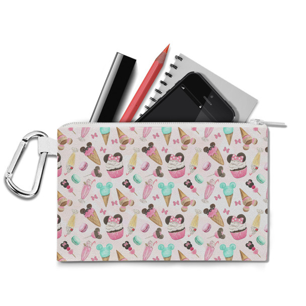 Canvas Zip Pouch - Mouse Ears Snacks in Pastel Watercolor