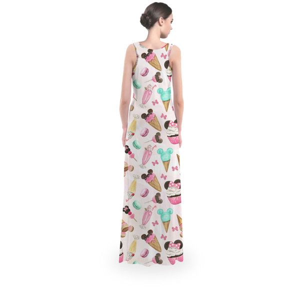 Flared Maxi Dress - Mouse Ears Snacks in Pastel Watercolor