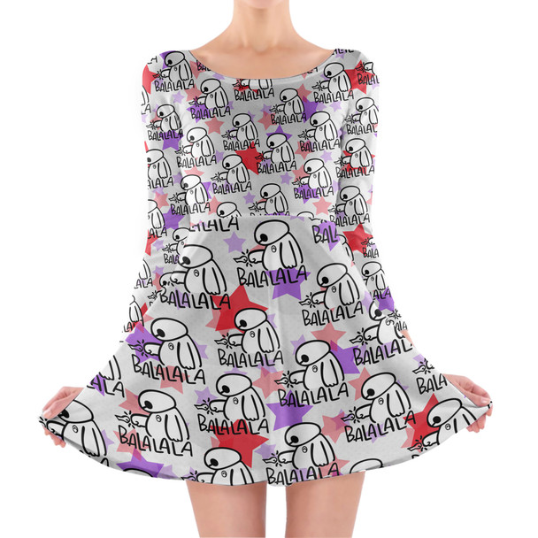 Longsleeve Skater Dress - Baymax Balala Big Hero 6 Inspired