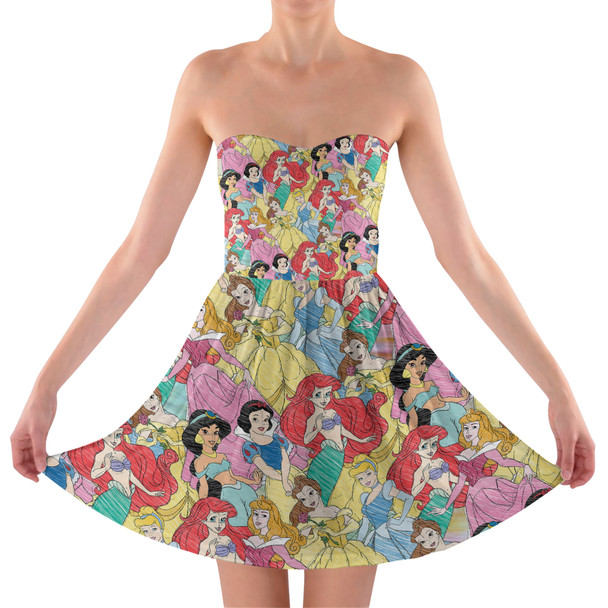 Sweetheart Strapless Skater Dress - Princess Sketches