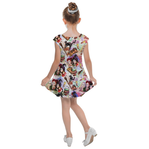 Girls Cap Sleeve Pleated Dress - Hocus Pocus Halloween Inspired