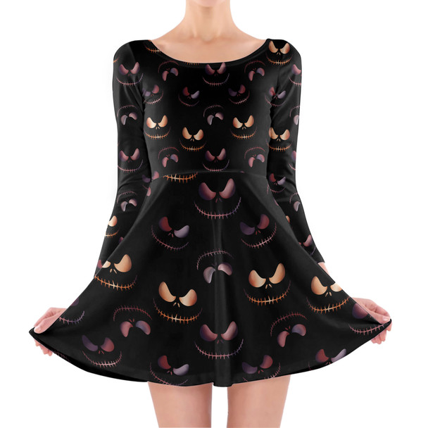 Longsleeve Skater Dress - Pumpkin King Halloween Inspired