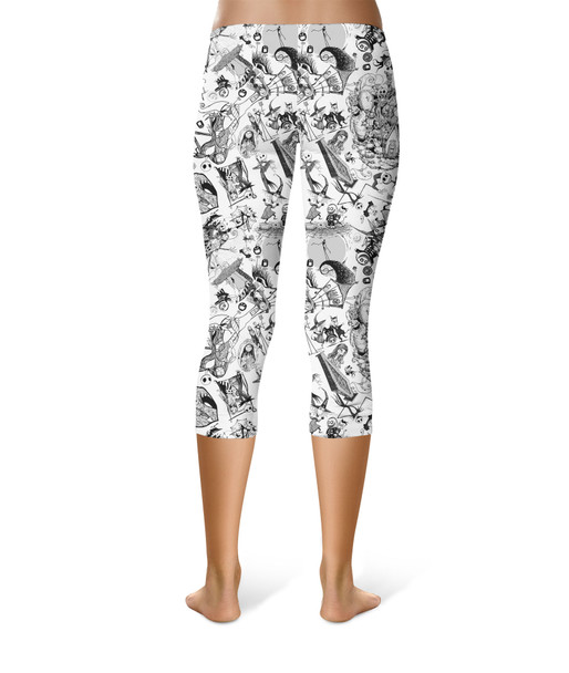 Sport Capri Leggings - Nightmare Sketches Halloween Inspired