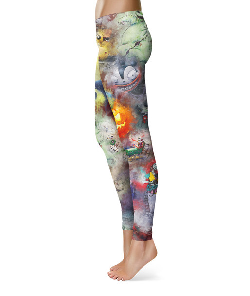 Sport Leggings - Watercolor Nightmare Before Christmas