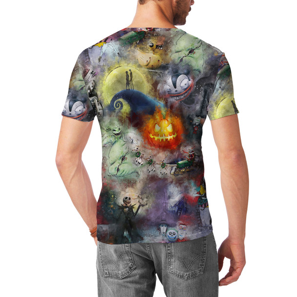 Men's Cotton Blend T-Shirt - Watercolor Nightmare Before Christmas