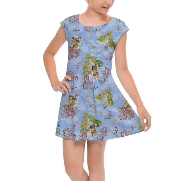 Girls Cap Sleeve Pleated Dress - Briar Patch Splash