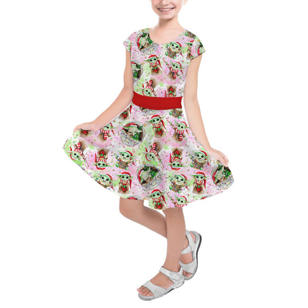 Girls Short Sleeve Skater Dress - The Asset Does Christmas