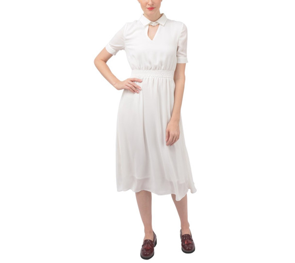 Vintage Keyhole Chiffon Midi Dress