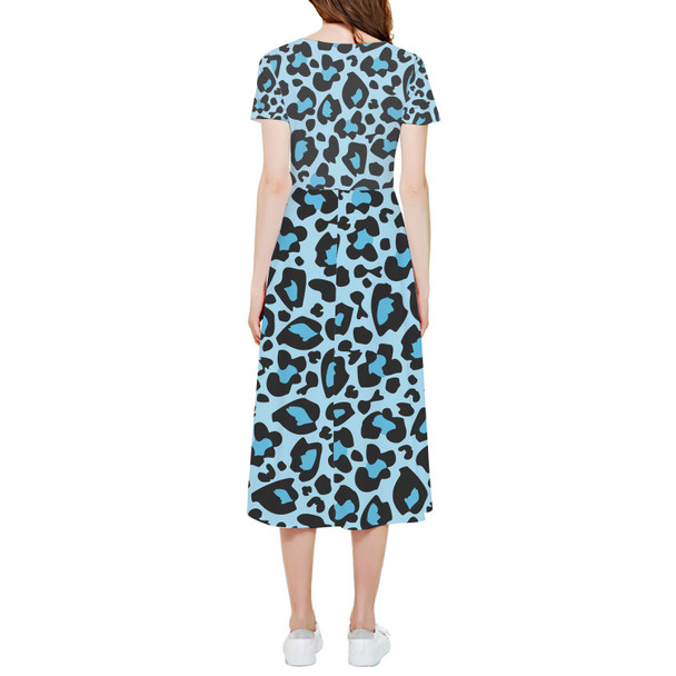 High Low Midi Dress - Ken's Bright Blue Leopard Print
