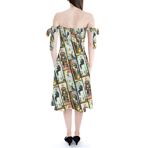 Strapless Bardot Midi Dress - Haunted Mansion Stretch Paintings
