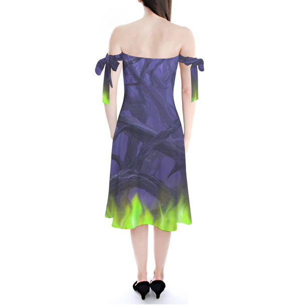 Strapless Bardot Midi Dress - Forest of Thorns Maleficent Villains Inspired