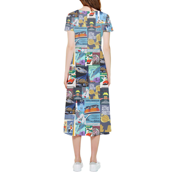 High Low Midi Dress - Tomorrowland Vintage Attraction Posters
