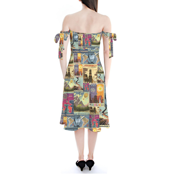Strapless Bardot Midi Dress - Pixar Up Travel Posters