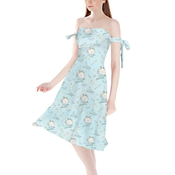 Strapless Bardot Midi Dress - Glass Slipper Cinderella Inspired