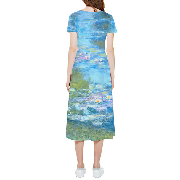 High Low Midi Dress - Monet Water Lillies