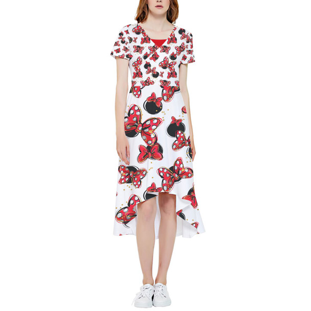 High Low Midi Dress - Minnie Bows and Mouse Ears