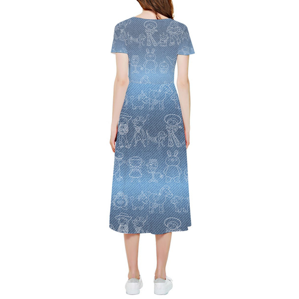High Low Midi Dress - Toy Story Line Drawings
